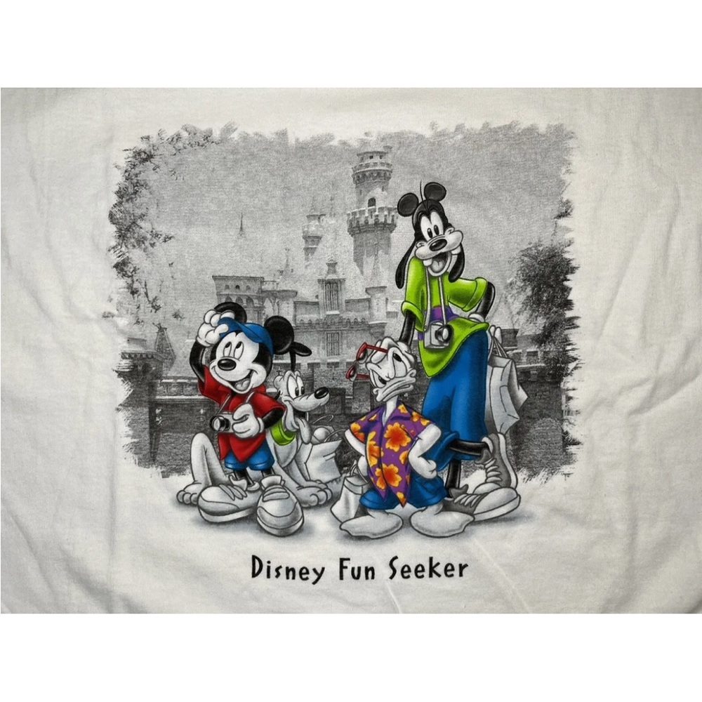 90s Disney Store "Disney Fun Seeker" Mickey, Goofy,Donald Tee Shirt NWT XX-LARGE